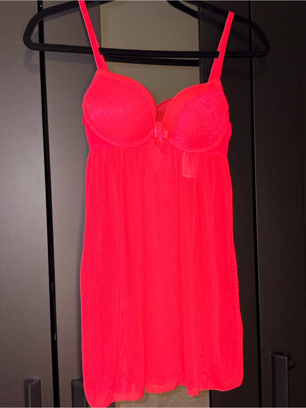 Bright Pink Lace Babydoll Nightdress